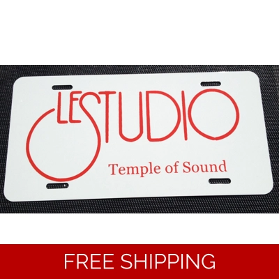 Le Studio License Plates White Red Logo TOS